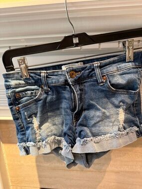 Women's Distressed Blue Denim Jean Shorts